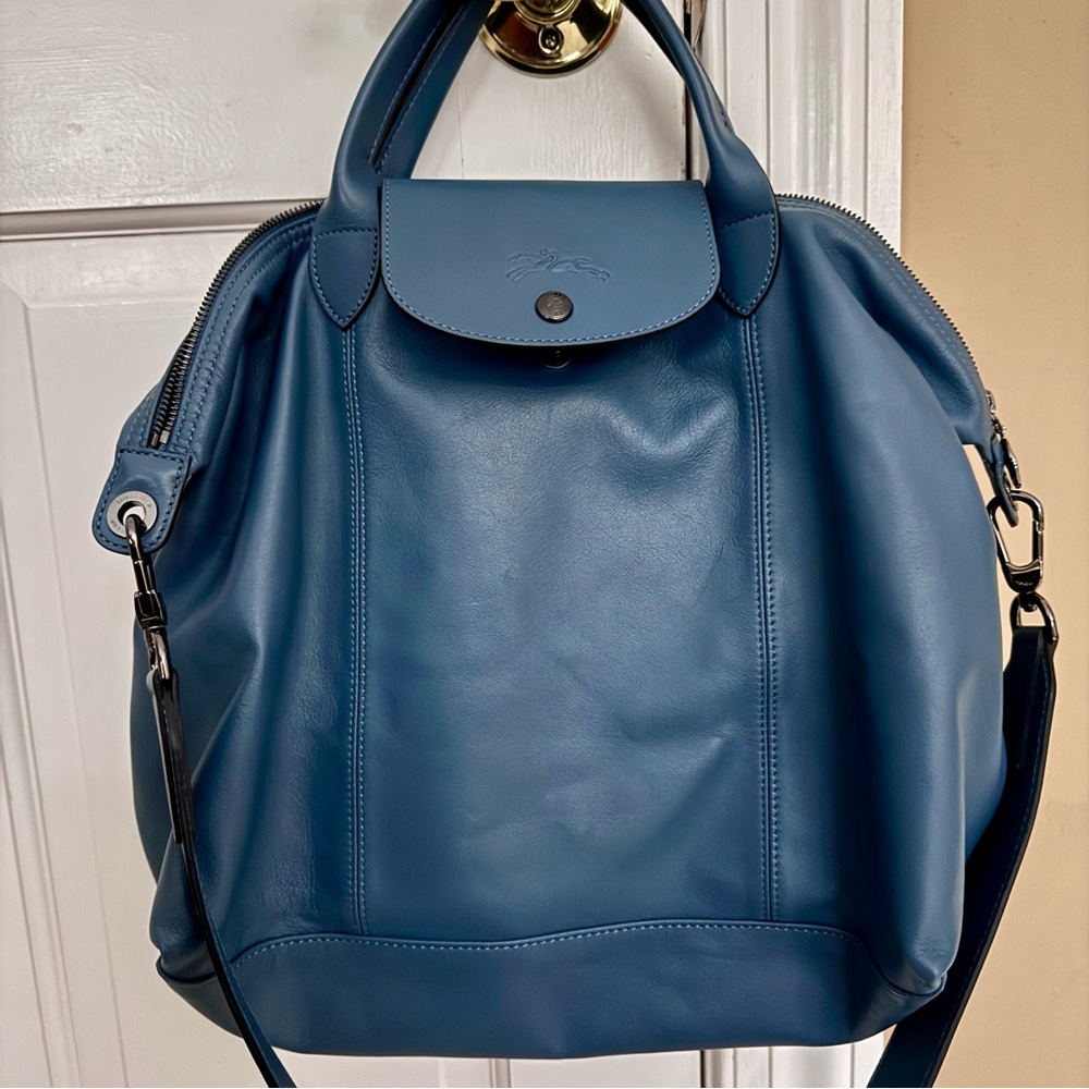 NWT Longchamp Leather Le Pliage Bag Blue
